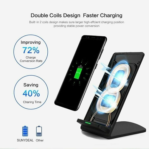 Qi Wireless Fast Charger Charging Pad Stand Dock For Samsung Galaxy