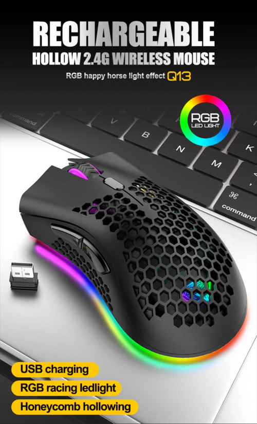 Wireless Mouse Gaming Optical Mouse Cordless 7 Color LED