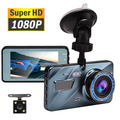Touch Screen Dash Cam 4" 1080P Dual Lens Car DVR Recorder Front And
