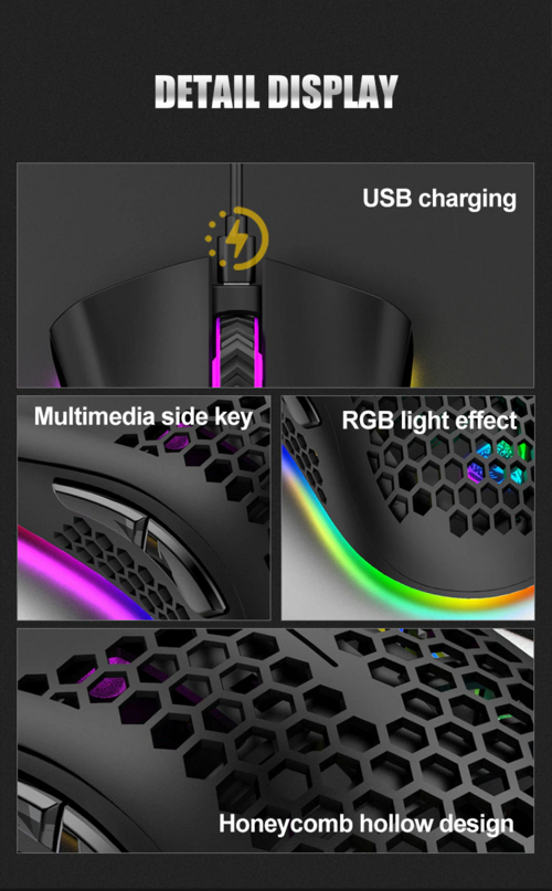 Wireless Mouse Gaming Optical Mouse Cordless 7 Color LED