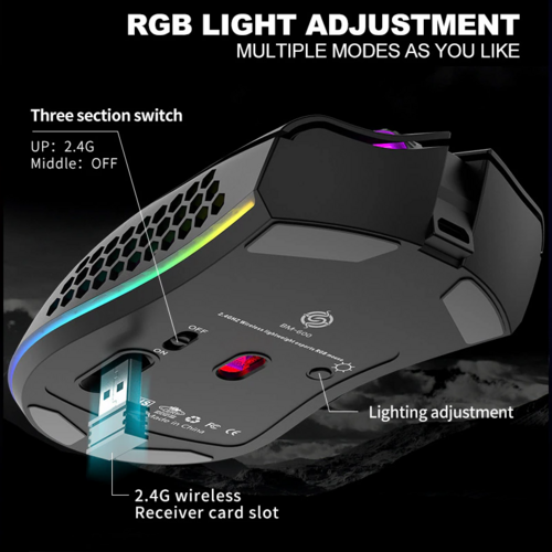 Wireless Mouse Gaming Optical Mouse Cordless 7 Color LED