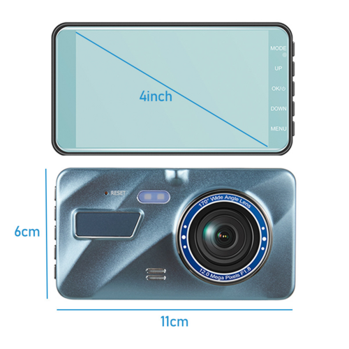Touch Screen Dash Cam 4" 1080P Dual Lens Car DVR Recorder Front And