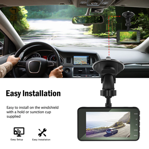 Touch Screen Dash Cam 4" 1080P Dual Lens Car DVR Recorder Front And