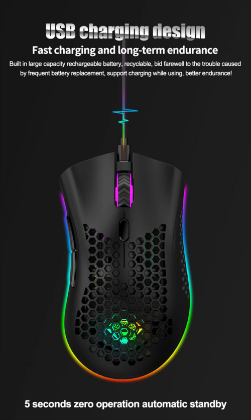 Wireless Mouse Gaming Optical Mouse Cordless 7 Color LED