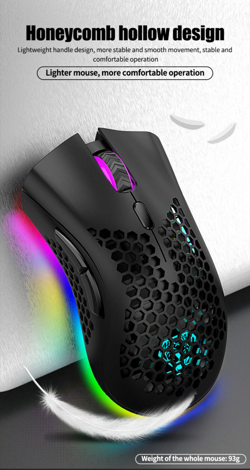 Wireless Mouse Gaming Optical Mouse Cordless 7 Color LED