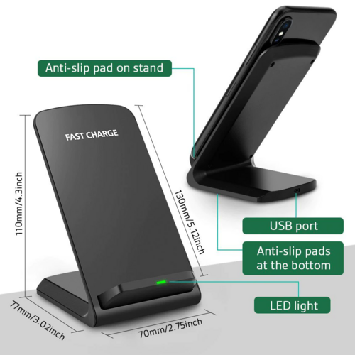 Qi Wireless Fast Charger Charging Pad Stand Dock For Samsung Galaxy