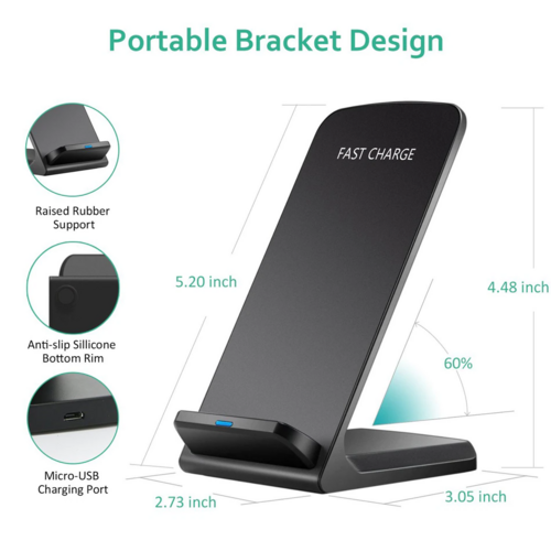 Qi Wireless Fast Charger Charging Pad Stand Dock For Samsung Galaxy