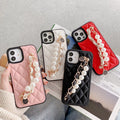Leather Full Cover Phone Case with Fragrance Pearl Bracelet
