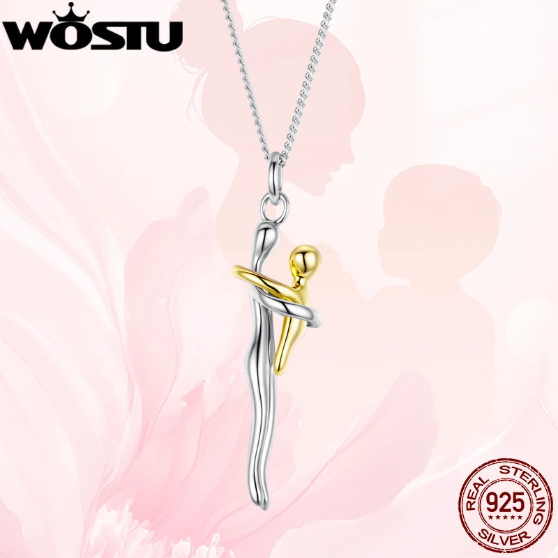 Hug Necklace – 925 Sterling Silver | Mother & Daughter